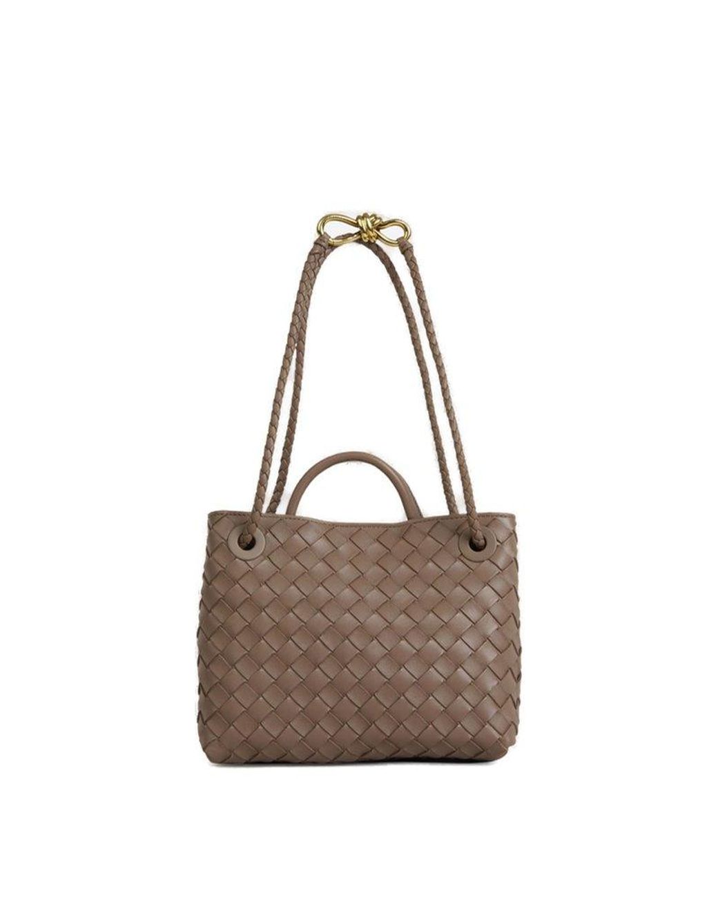 Bottega Veneta Andiamo Interwoven Small Shoulder Bag In Brown Lyst