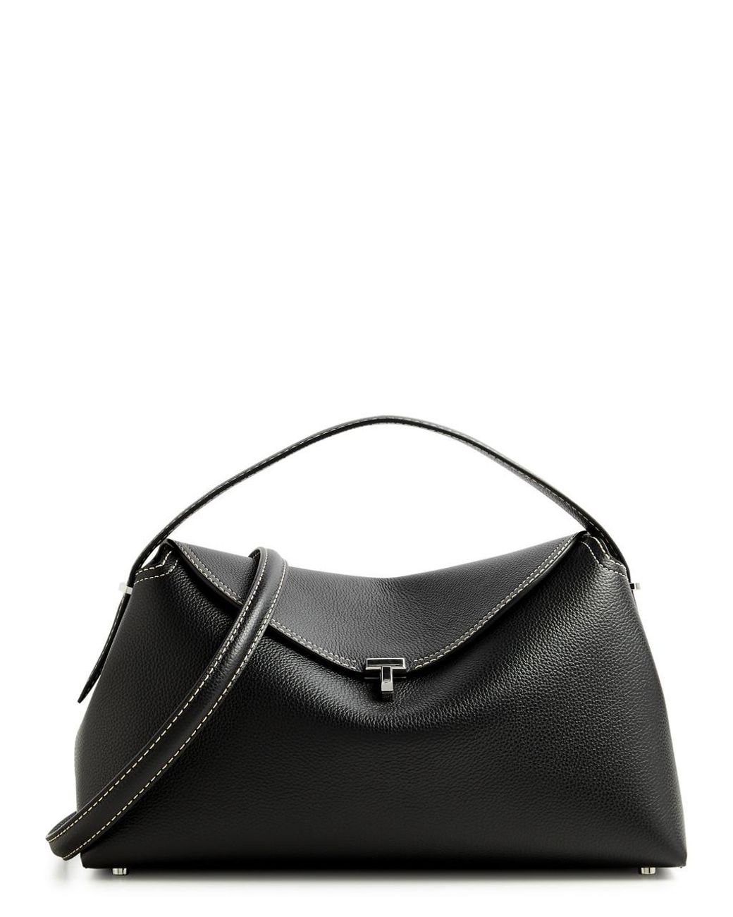 Tot Me Tot Me T Lock Leather Top Handle Bag In Black Lyst