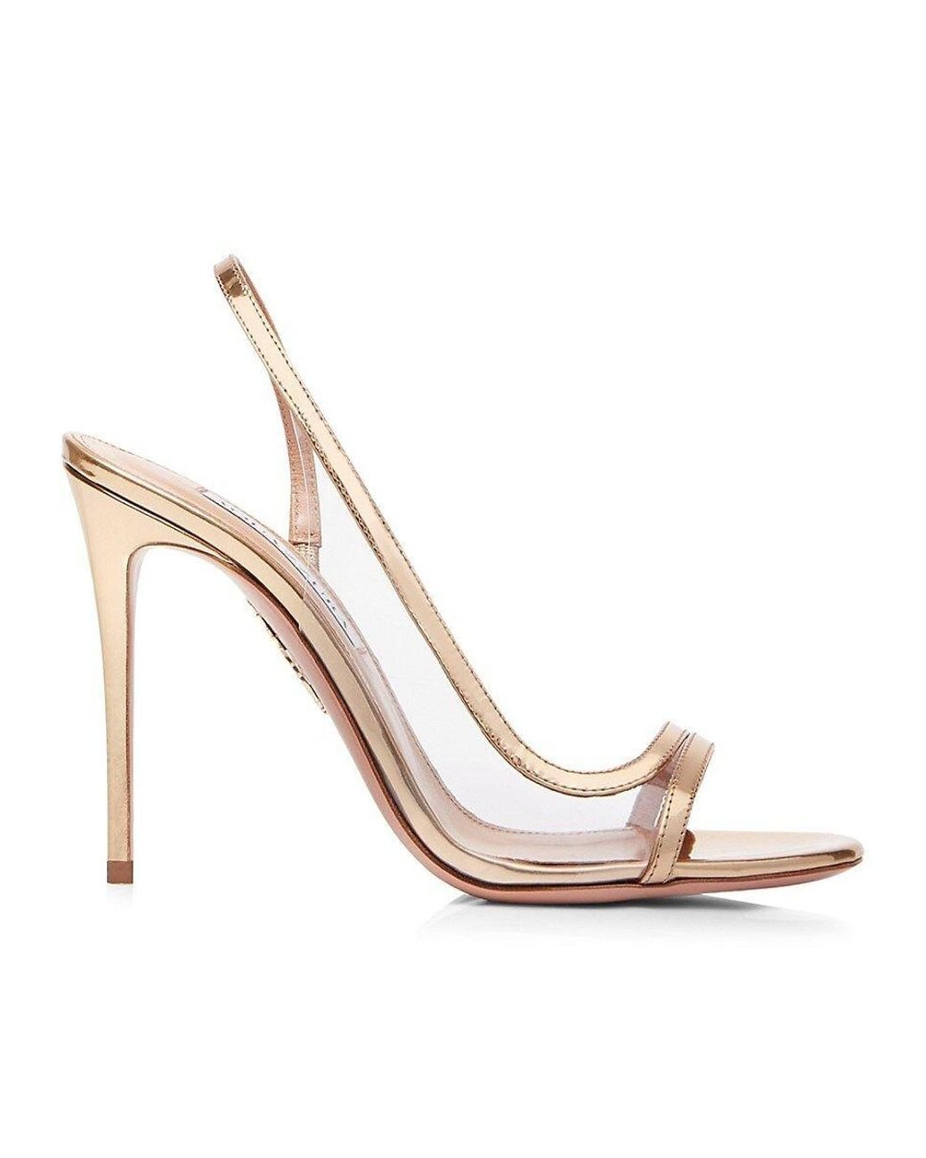 Aquazzura Nude Metallic Leather Slingback Sandals Lyst