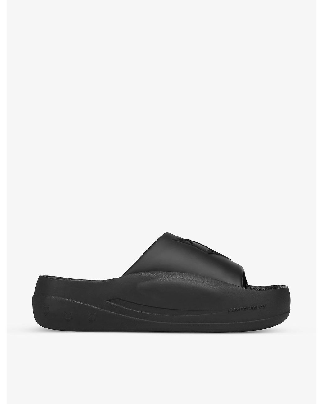 Naked Wolfe Tidal Logo Embossed Platform Slides In Black Lyst Uk