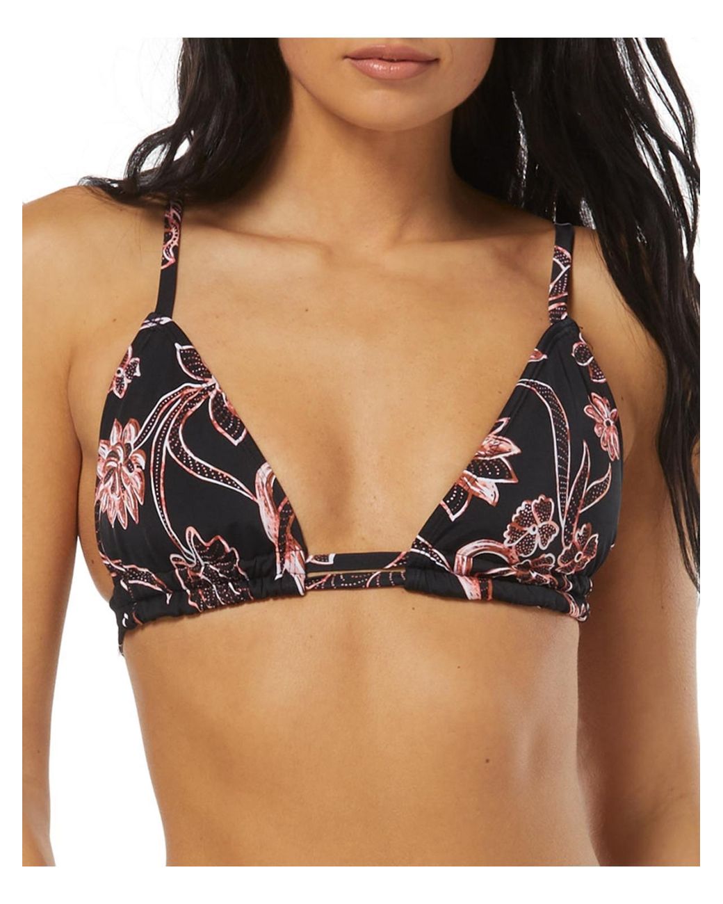 Sundazed Layla Floral Print Strappy Bikini Swim Top In Black Lyst