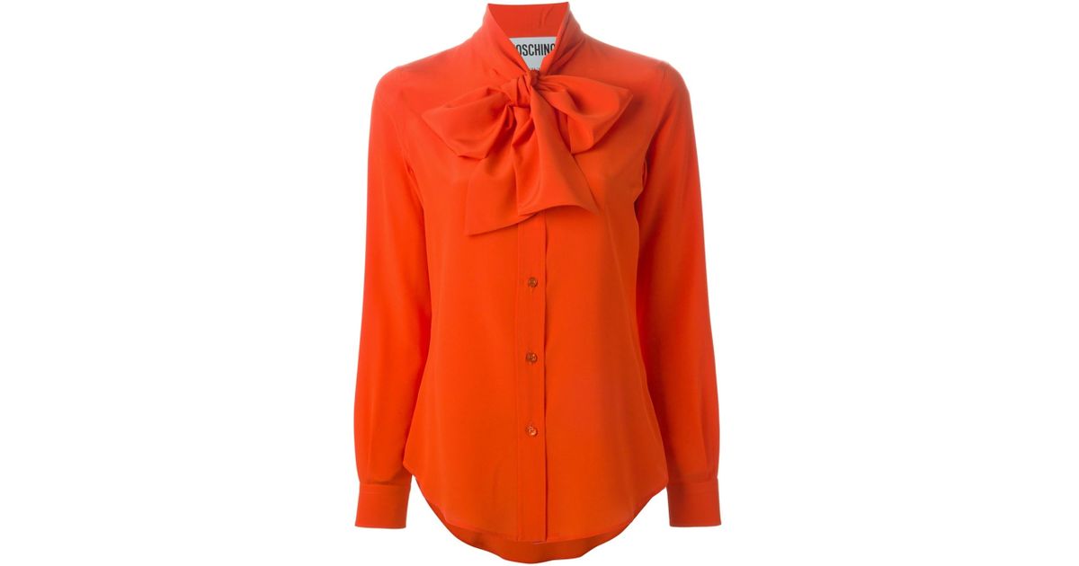 Moschino Pussy Bow Blouse In Orange Lyst Uk