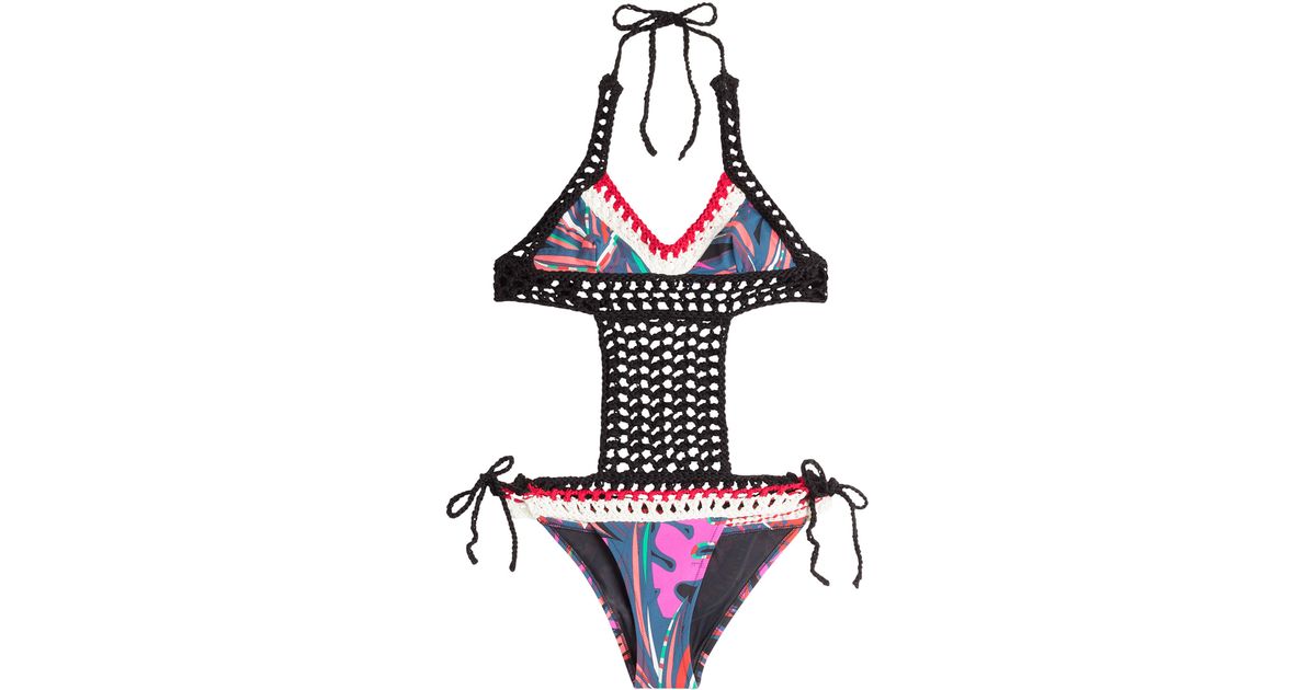 Emilio Pucci Bikini With Cutout Crochet Detailing Multicolor In Multicolor Lyst