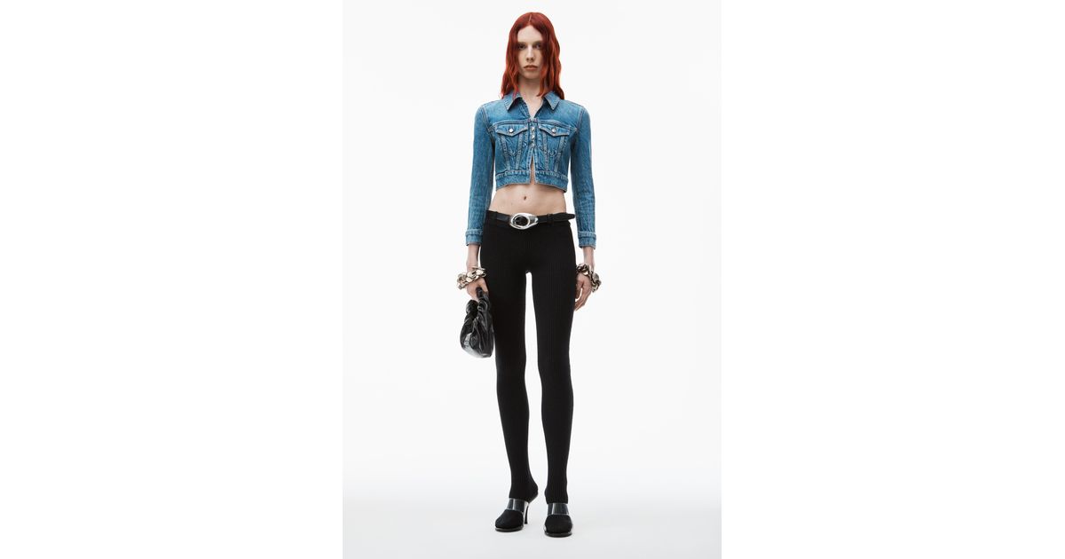 Alexander Wang Shrunken Trucker Cardi In Denim In Blue Lyst