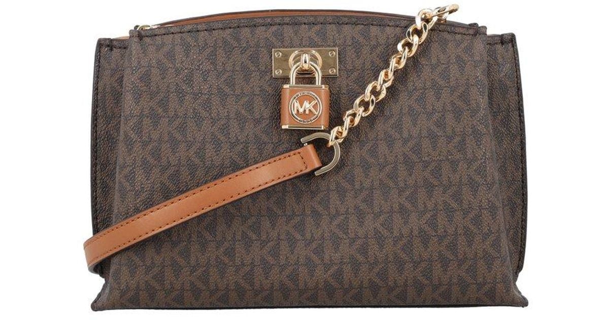 Michael Michael Kors Ruby Medium Logo Messenger Bag In Brown Lyst