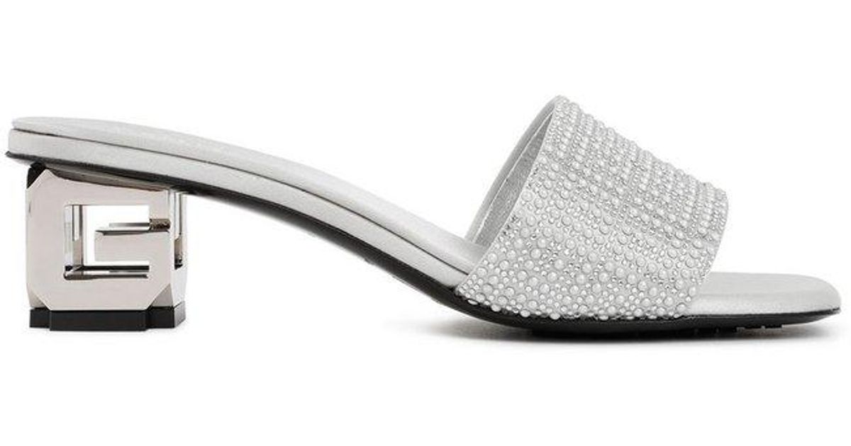 Givenchy G Cube Slip On Embellished Sandals In White Lyst