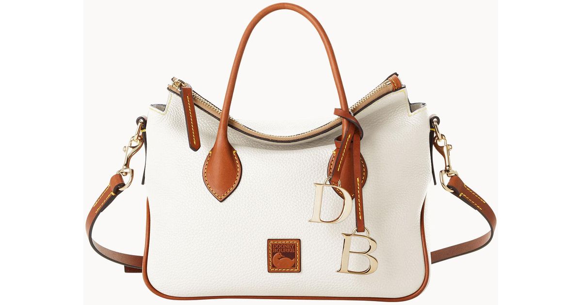 Dooney Bourke Leather Pebble Grain Satchel In White Lyst