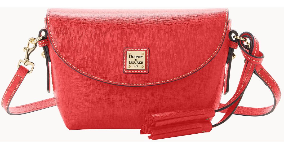 Dooney Bourke Leather Saffiano Crossbody Saddle Bag In Red Lyst