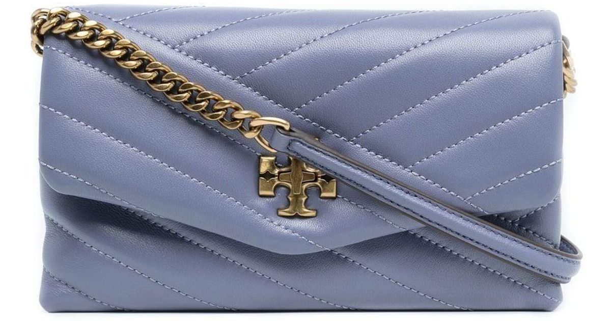 Tory Burch Leather Kira Quilted Chain Purse In Blue Lyst Uk