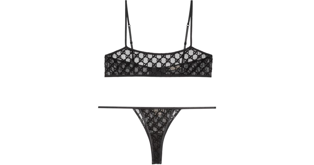 Gucci GG Tulle Lingerie Set In Black Lyst UK