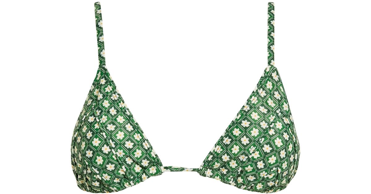 Peony Daisy String Tri Bikini Top In Green Lyst