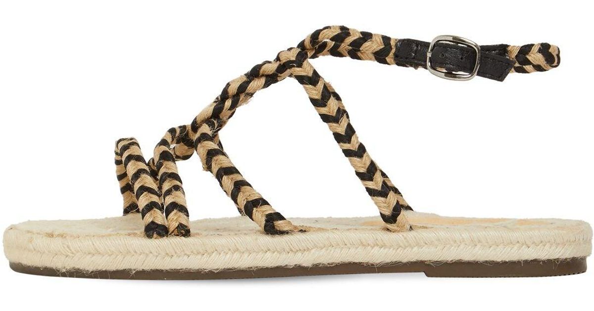 Manebí Leather 15mm Jute Rope Sandals in Natural Black Black Lyst