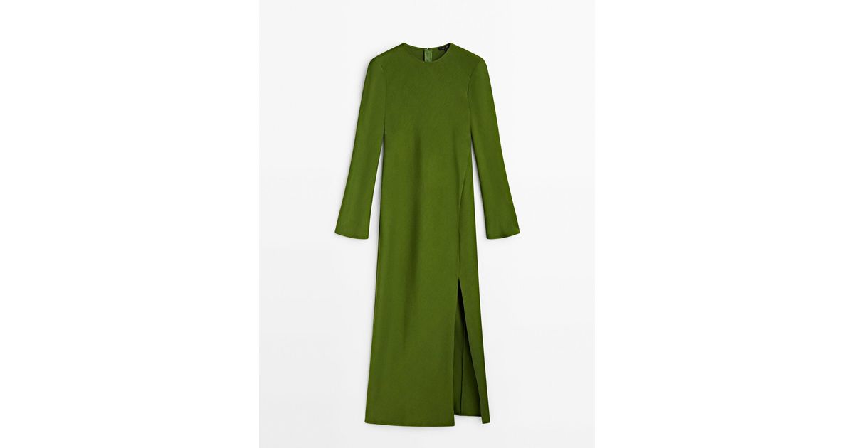 high quality & fast shipping MASSIMO DUTTI Flowing Long Sleeve Dress With  Opening Detail in Green Lyst | amdg.ffrz.hr Fashion Store