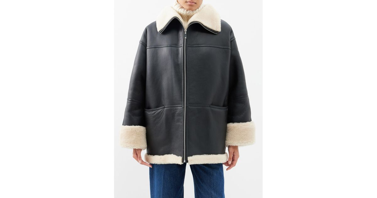 Tot Me Boxy Shearling Jacket In Black Lyst