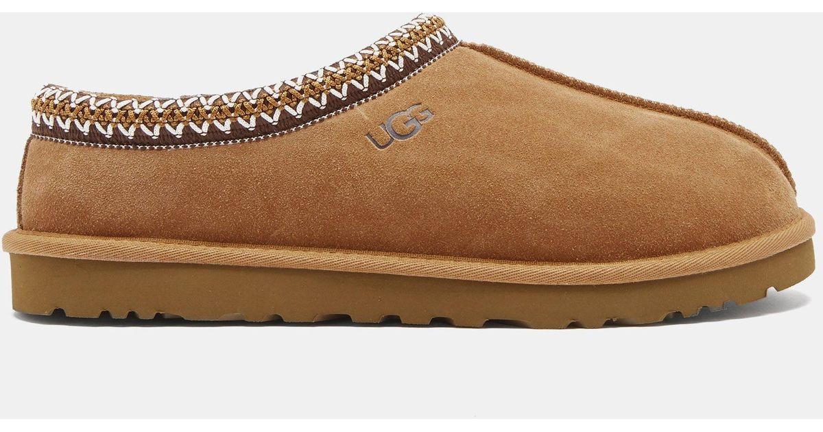 Ugg Tasman Shearling Lined Suede Slippers In Brown For Men Lyst