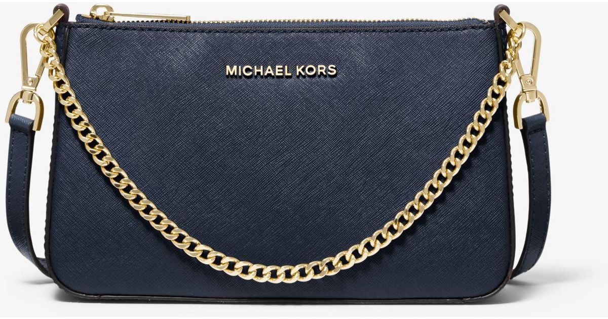 Michael Kors Jet Set Medium Saffiano Leather Crossbody Bag In Blue Lyst