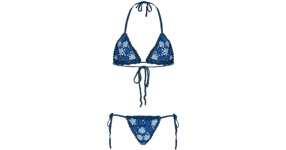 Akoia Swim Exclusive Dahlia Crocheted Cotton Bikini In Blue Lyst