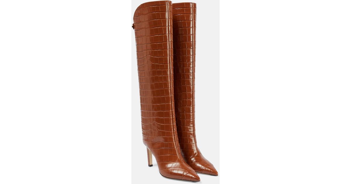 Jimmy Choo Alizze 85 Leather Knee High Boots In Brown Lyst