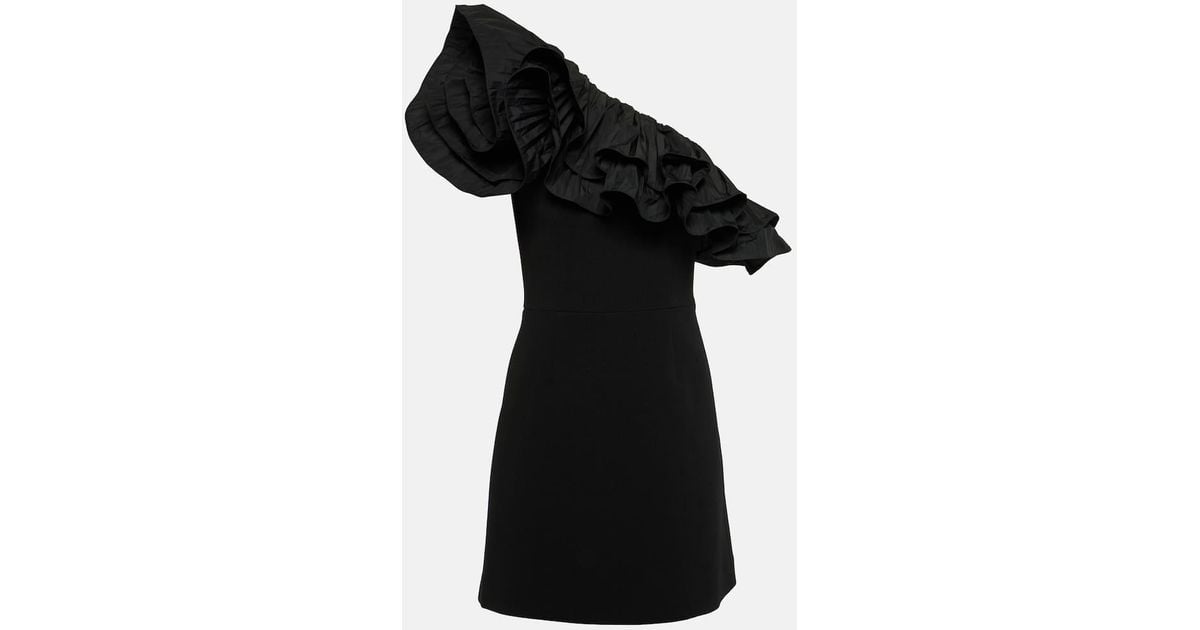 Rebecca Vallance One Shoulder Ruffled Minidress In Black Lyst