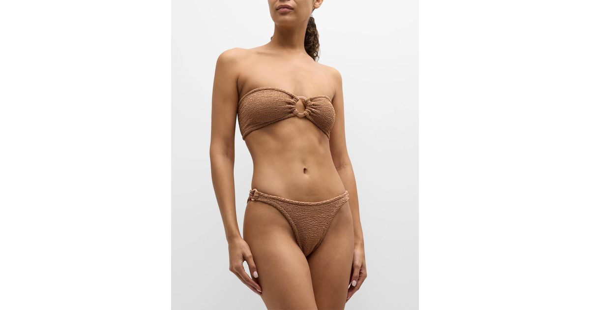 Hunza G Gloria Crinkle Bandeau Two Piece Bikini Set In Brown Lyst