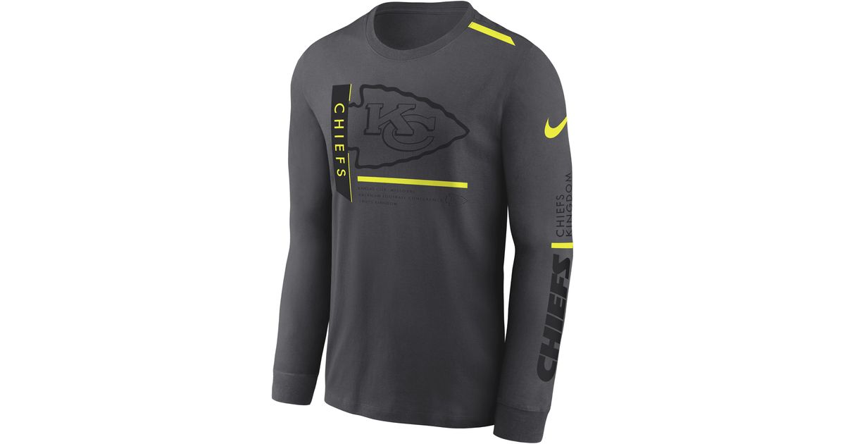 Nike Kansas City Chiefs Volt Dri Fit Nfl Long Sleeve T Shirt In Gray