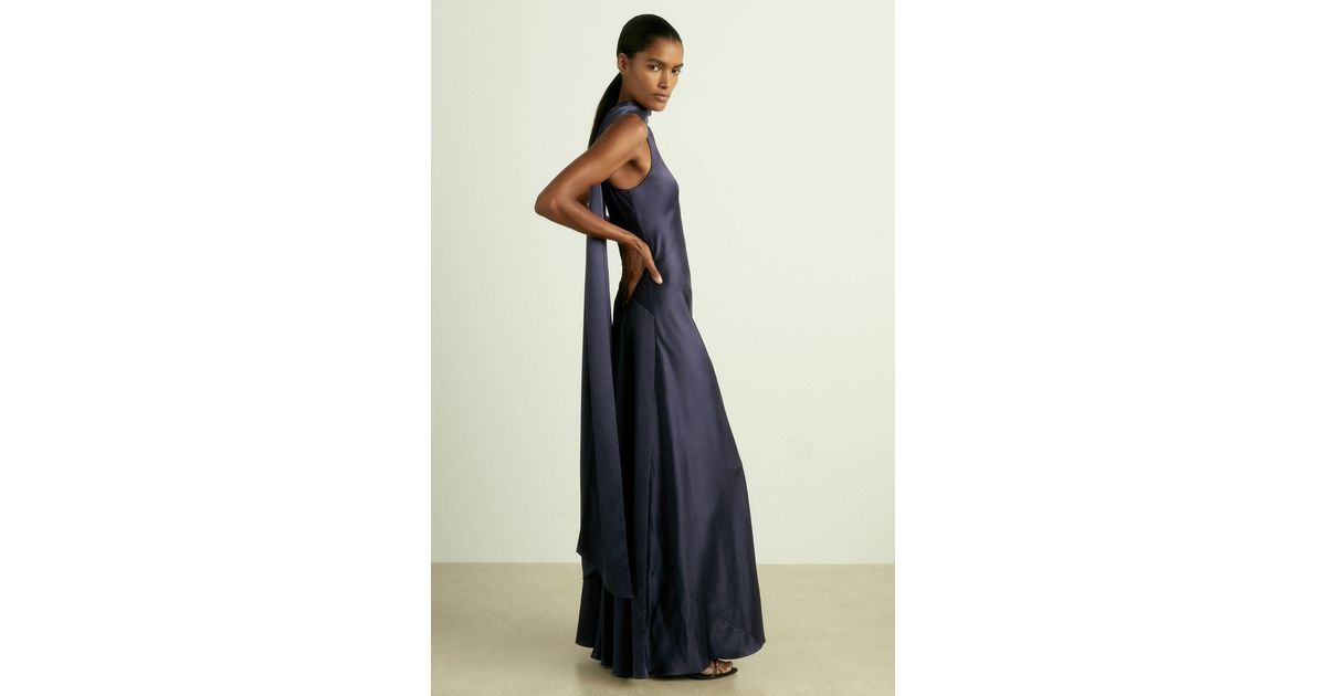 sale with high discount Reiss Nina Cape One Shoulder Maxi Dress in Blue  Lyst | kreolorjewellery.com Fashion Store