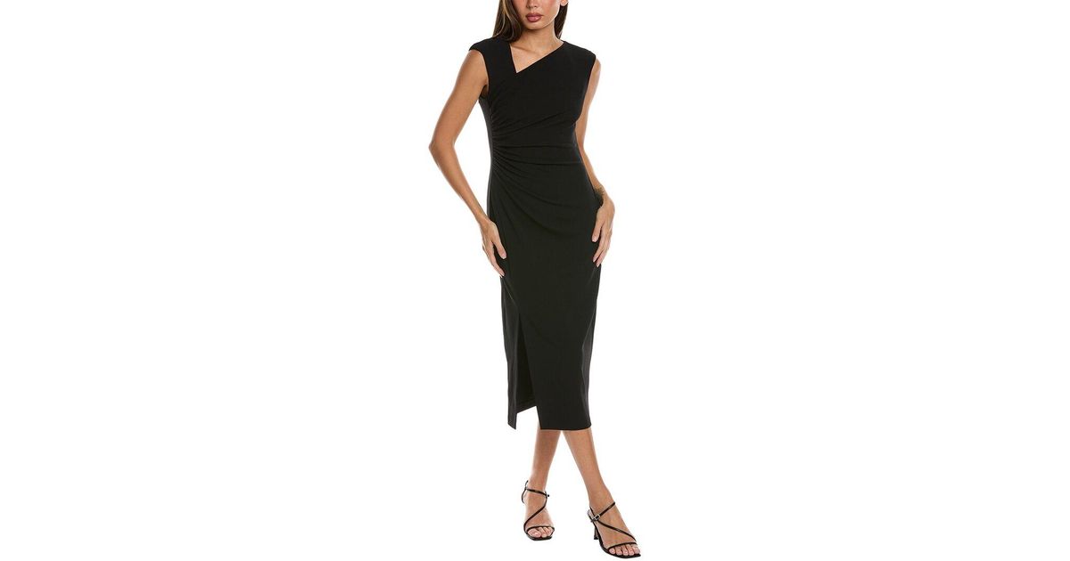 Anne Klein Ruched Midi Dress In Black Lyst UK