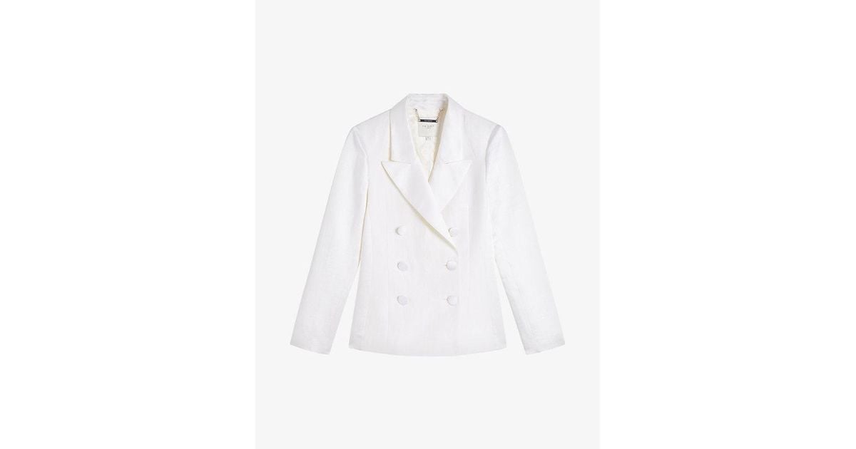 Ted Baker Astaa Double Breasted Woven Blazer In White Lyst