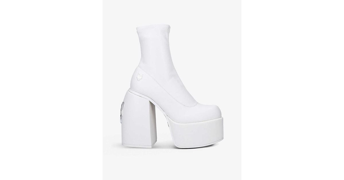 Naked Wolfe Sugar Logo Plaque Faux Leather Ankle Boots In White Lyst Uk