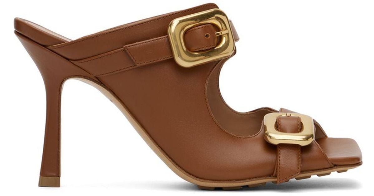 Bottega Veneta Brown Stretch Buckle Mule In Black Lyst