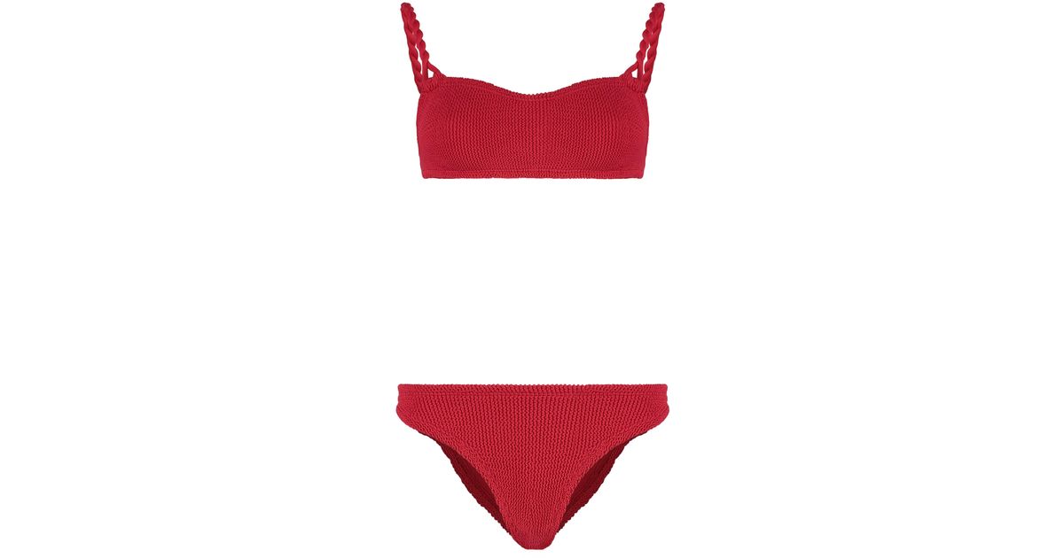 Hunza G Phoebe Plain Color Bikini In Red Lyst