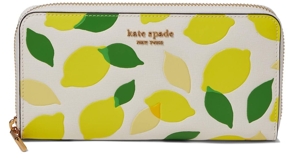 Kate Spade Morgan Lemon Toss Embossed Saffiano Leather Zip Around