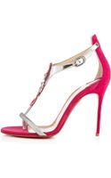 Christian Louboutin Vampanodo 100 Suede and Sateen Sandals in Pink