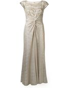 David Meister Metallic Lamé Illusion Gown - Lyst