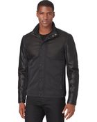 Calvin Klein Faux Leather Mixed Media Jacket - Lyst