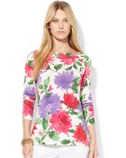 Lauren by Ralph Lauren Petite Floral-Print Sweater - Lyst