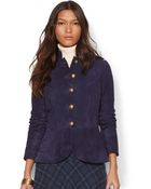 Lauren by Ralph Lauren Petite Suede Peplum Jacket - Lyst