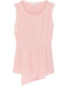 Oscar de la Renta Wrap-Effect Pleated Silk Top - Lyst