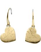 Michael Kors Golden Etched Signature Heart Earrings - Lyst
