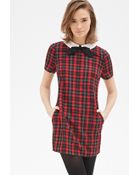 Forever 21 Contrast Collar Plaid Shift Dress - Lyst