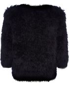 River Island Black Fluffy 3/4 Sleeve Jumper - Lyst