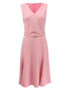 Oscar de la Renta Sleeveless Silk Linen V-Neck Dress - Lyst