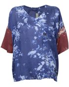 Raquel Allegra Blue & Wine Floral Oversized Silk Tee - Lyst