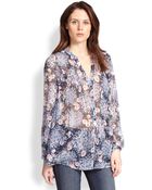 Joie Martine Sheer Silk Floralprint Blouse - Lyst