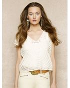 Ralph Lauren Blue Label Lace V-Neck Top - Lyst