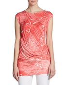 Halston Heritage Printed Sidedraped Jersey Top - Lyst