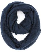 Paula Bianco Frayed Infinity Scarf In Dark Denim - Lyst