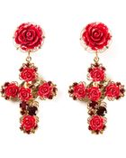 Dolce & Gabbana Rose Crucifix Clip-on Earrings - Lyst