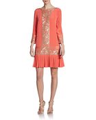 Marchesa Voyage Sequin Silk Crepe Shift Dress - Lyst