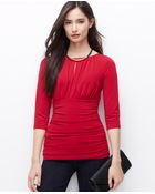 Ann Taylor Ruched Keyhole Top - Lyst